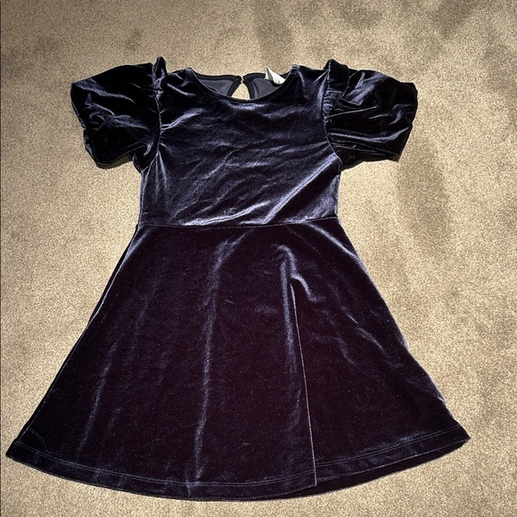 Zara Velvet Kids Dress in Rich Navy - Picture 1 of 4